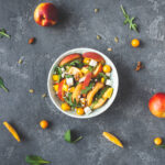 nutty peaches and greens