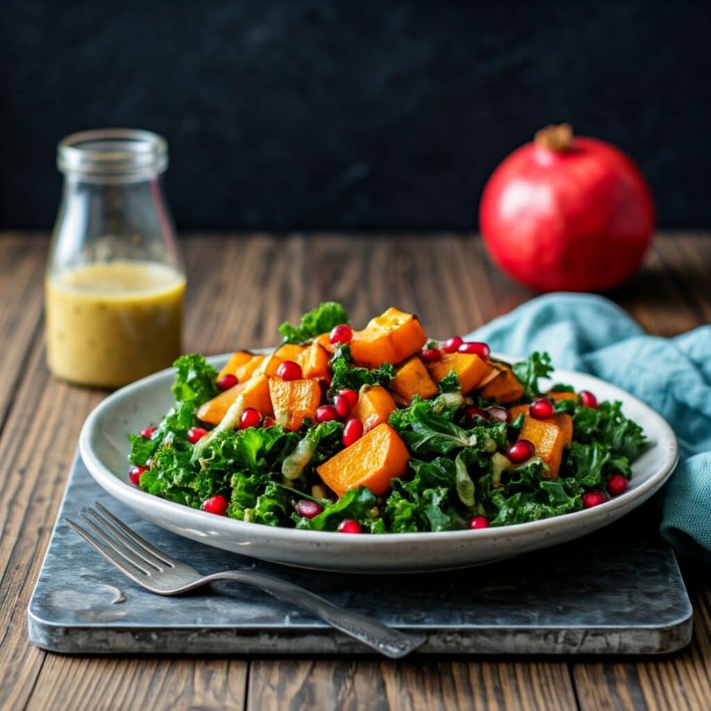 Hearty Winter Salad with Roasted Squash, Kale, and Pomegranate | Nutritious & Delicious