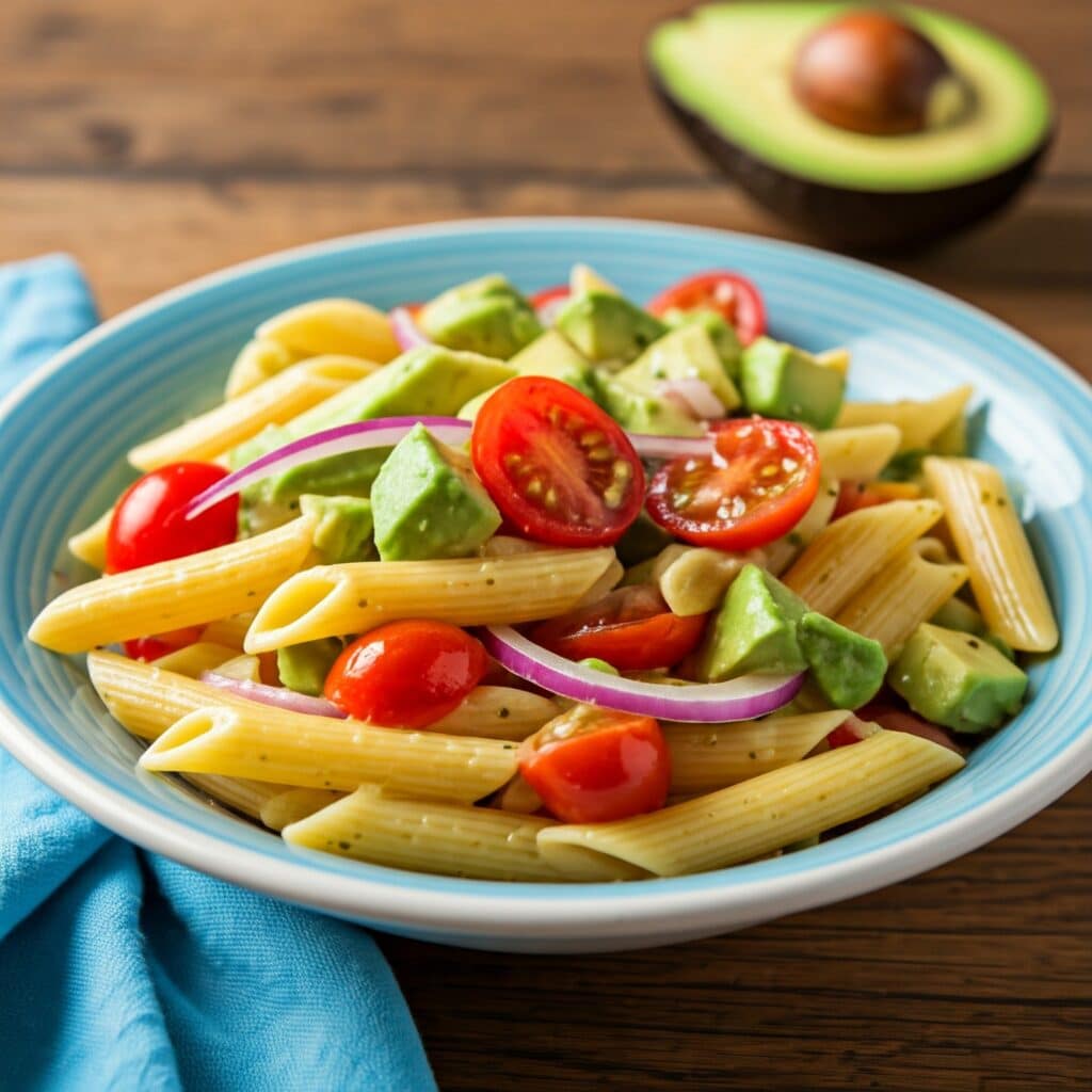 Zesty Avocado and Tomato Pasta Salad Recipe | Fresh & Flavorful