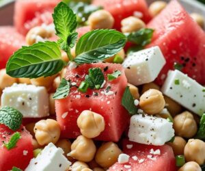 watermelon, chickpea, salad