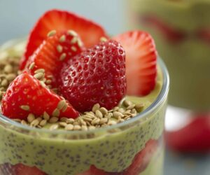 Matcha Strawberry Chia Pudding